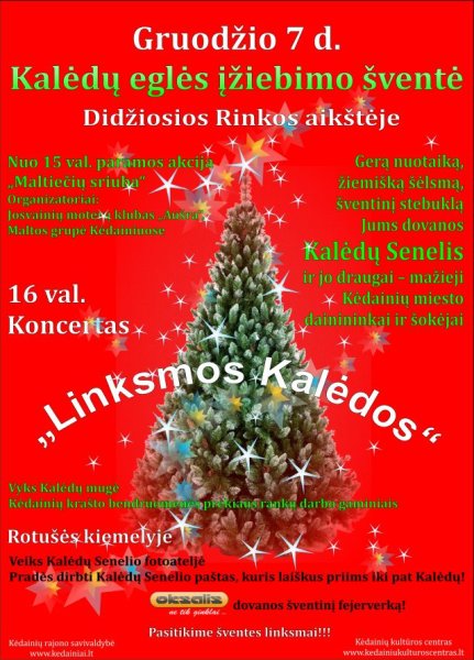 Gruodžio 7 d. - Kalėdų eglės įžiebimo šventė