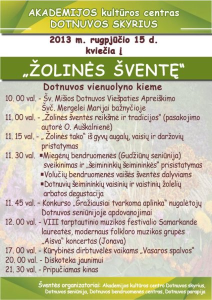 Kviečia į Žolinės šventę
