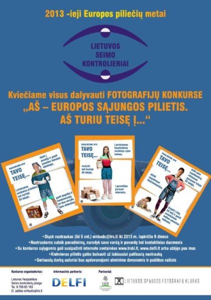Skelbiamas fotografijų konkursas „aš – Europos Sąjungos pilietis. Aš turiu teisę į ...“