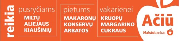 Kėdainiečiai spalio  18–19 d. kviečiami aukoti maisto