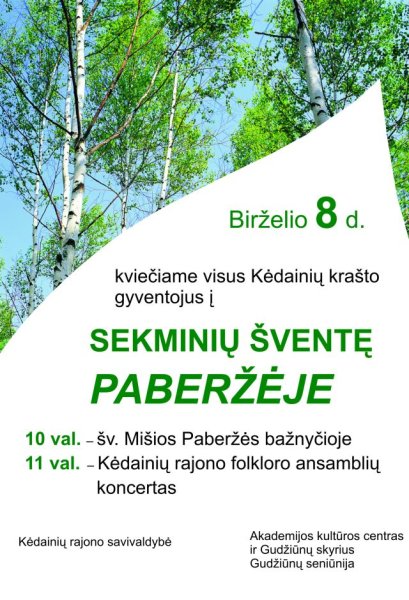 Kviečiame į SEKMINIŲ ŠVENTĘ PABERŽĖJE