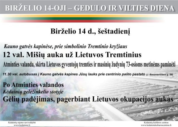 Birželio 14-oji – GEDULO IR VILTIES DIENA
