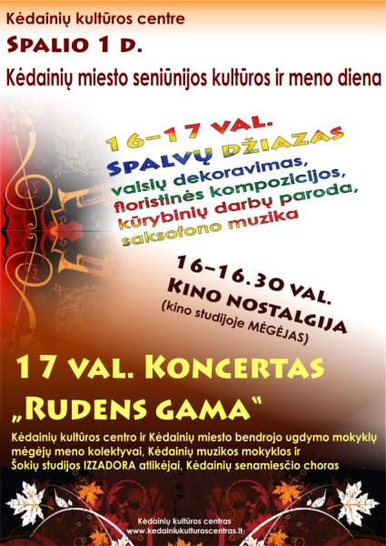 Mieli Senjorai ir Senjoros,  kviečiame Jus į Kultūros ir meno dieną