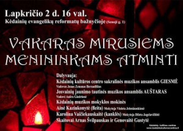 Vakaras mirusiems menininkams atminti