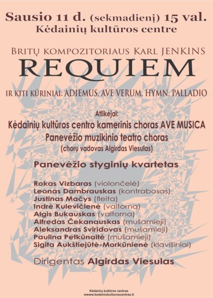 Sausio 11-ąją − Karlo Jenkinso REQUIEM ir kiti kūriniai