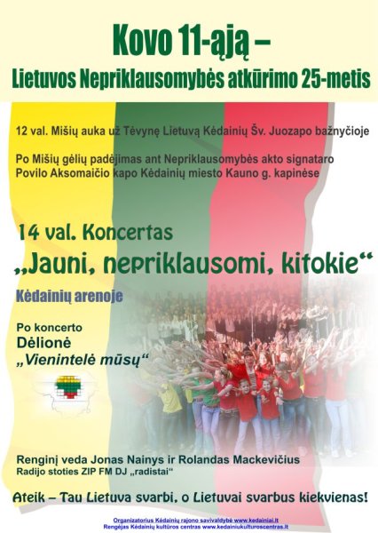 Kovo 11-ąją – Lietuvos nepriklausomybės atkūrimo 25-metis