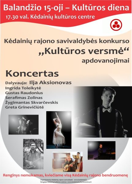 PRIMENAME:Balandžio 15-ąją – Kultūros dieną – bus apdovanoti savivaldybės konkurso „Kultūros...