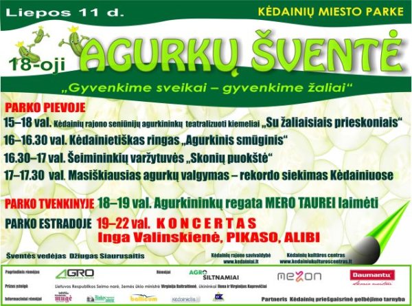 18-oji Agurkų šventė „Gyvenkime sveikai – gyvenkime žaliai“