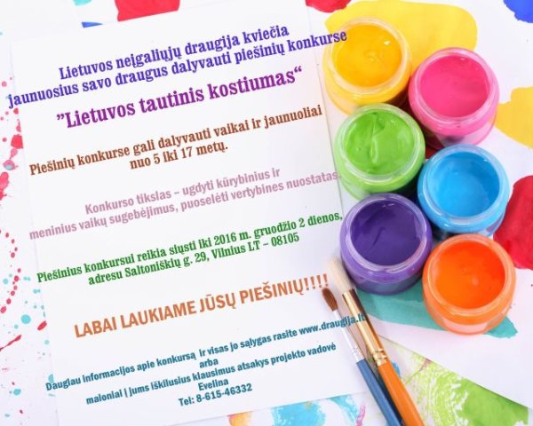 Visi vaikai kviečiami piešti tautinį kostiumą