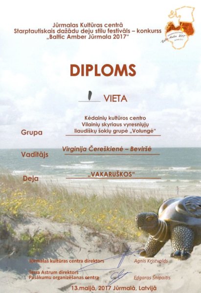 Liaudiškų šokių grupė „Volungė“ iš Jūrmalos grįžo su I vietos diplomais 
