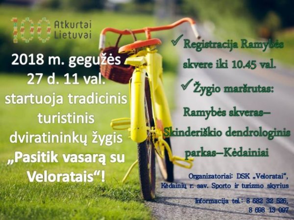 Startuoja dviratininkų turistinis žygis „Pasitik vasarą su veloratais“