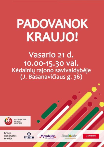 Vasario 21 dieną rajono savivaldybėje vyks kraujo donorystės akcija