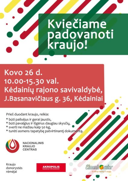 Kviečia paaukoti kraujo