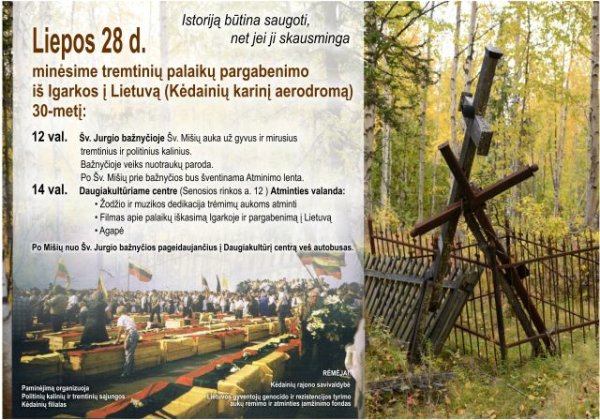 Tremtinių palaikų pargabenimo iš Igarkos į Lietuvą 30-metis