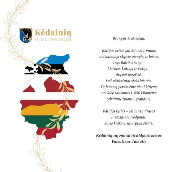 Mero Valentino Tamulio sveikinimas Baltijos kelio dienos proga