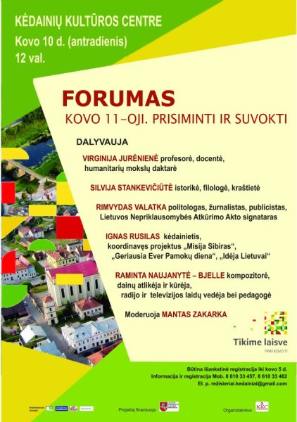Kviečia į forumą, skirtą KOVO 11-ajai aptarti