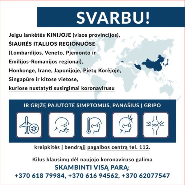 Koronavirusas: ką daryti, jeigu grįžote iš bet kokios užsienio valstybės 