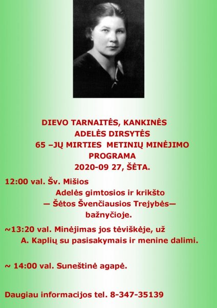 Adelės Dirsytės 65-ųjų mirties metinių minėjimas