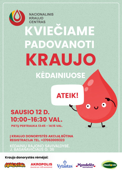 Vyks kraujo donorystės akcija