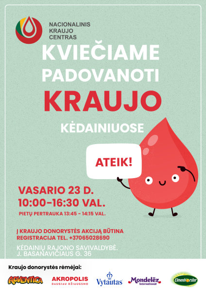 Vyks kraujo donorystės akcija