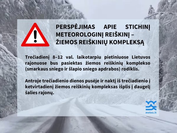 Svarbus Lietuvos hidrometeorologijos tarnybos pranešimas apie stichinį meteorologinį reiškinį –...