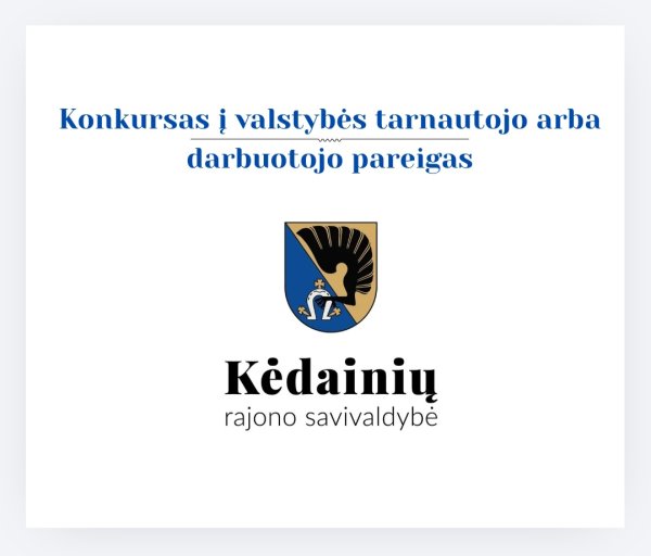 Konkursas Statybos skyriaus vyriausiojo specialisto pareigoms užimti