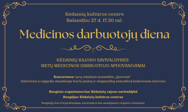 Sveikiname medicinos darbuotojus ir kviečiame į šventinį vakarą