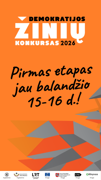 Demokratijos žinių konkursas jau balandžio 15–16 d.!