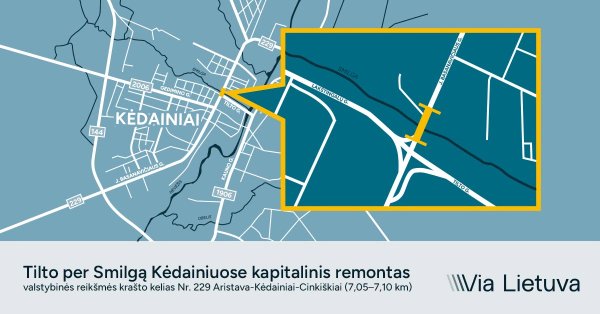 „Via Lietuva“ pradeda pasirengimą tilto per Smilgą Kėdainiuose kapitaliniam remontui 