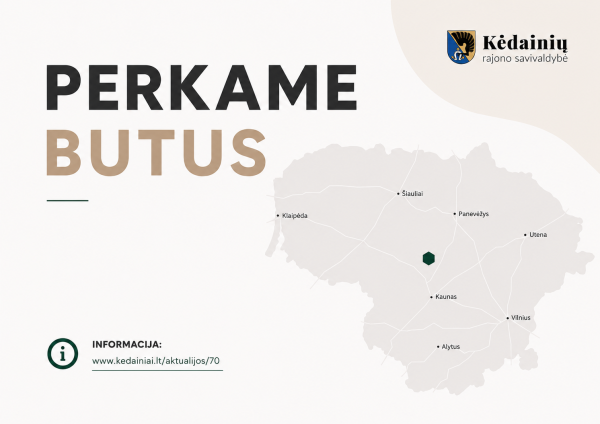Kėdainių rajono savivaldybė perka dviejų kambarių butą socialinio būsto fondo plėtrai (SB-31)