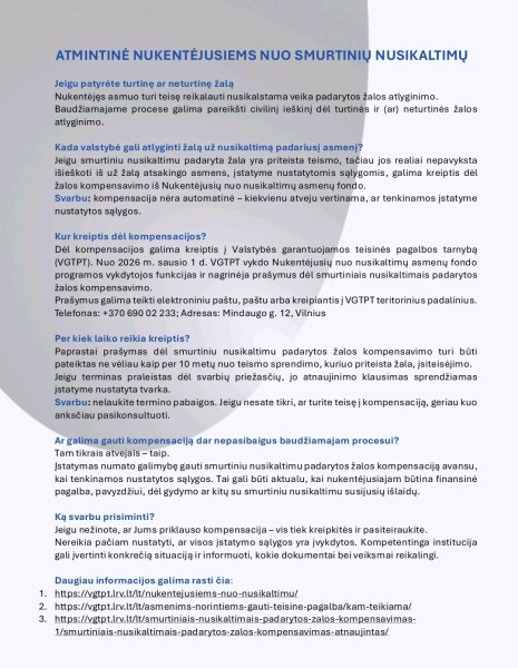 Lietuvos Respublikos teisingumo ministerijos atmintinė nukentėjusiems nuo smurtinių nusikaltimų