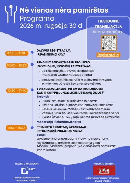 Ryšių reguliavimo tarnyba kviečia į nuotolinį renginį „Skaitmeninis ryšys, kuris keičia gyvenimus“