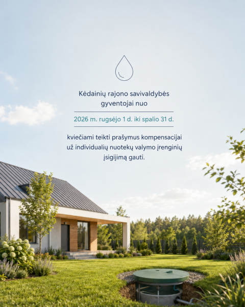 Nuo šiandien galima teikti prašymus dėl individualių nuotekų valymo įrenginių įsigijimo dalinio...