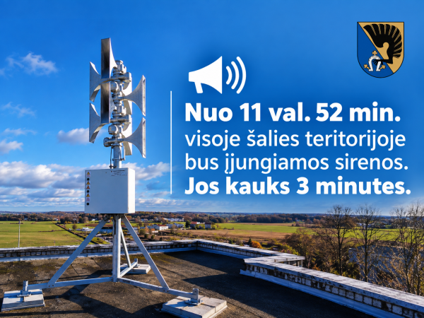 Rugsėjo 29 d. (antradienį) nuo 11 val. 52 min. bus tikrinama Gyventojų perspėjimo ir informavimo...