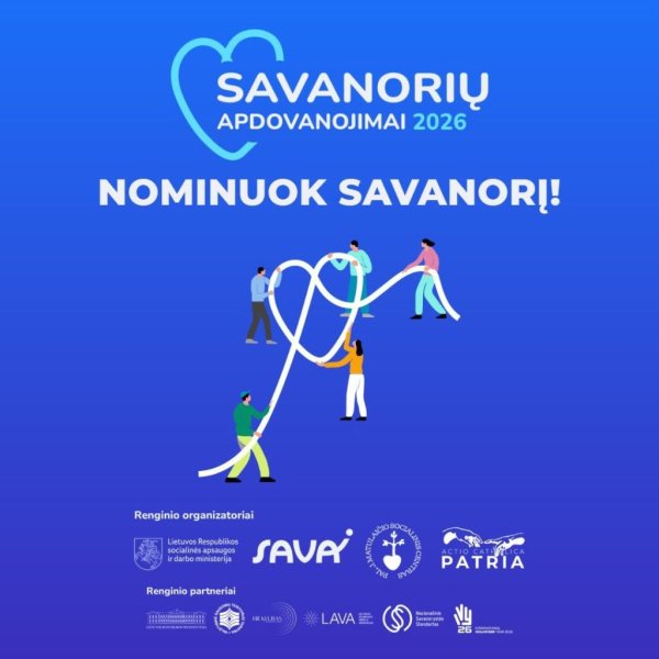 Kviečiame nominuoti savanorius 2026 metų Savanorystės apdovanojimams