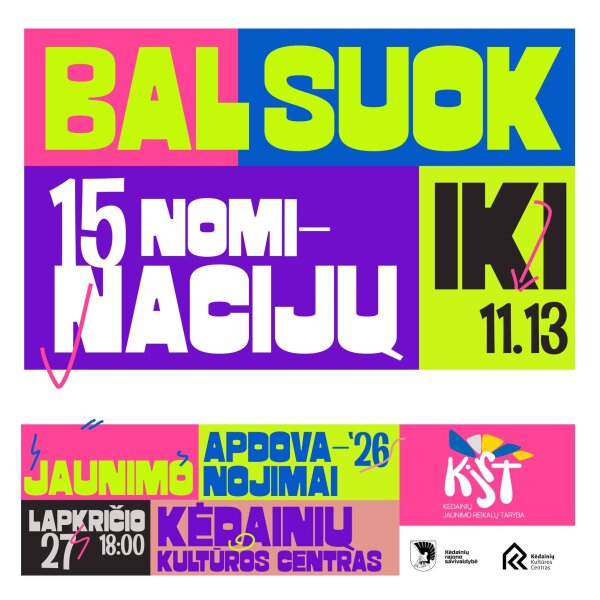 Kėdainių jaunimo apdovanojimuose – net 15 nominacijų. Kas taps jų laureatais, spręsite jūs!